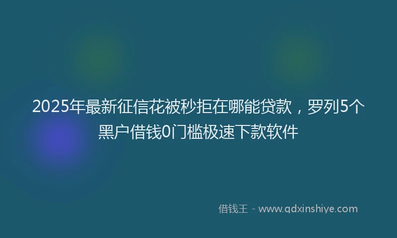 2025年最新征信花被秒拒在哪能贷款，罗列5个黑户借钱0门槛极速下款软件