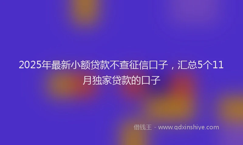 2025年最新小额贷款不查征信口子，汇总5个11月独家贷款的口子