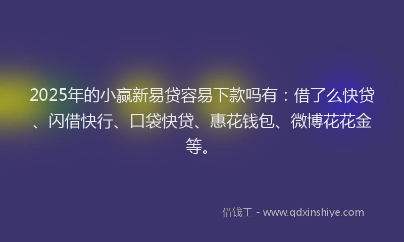 2025年的小赢新易贷容易下款吗有：借了么快贷、闪借快行、口袋快贷、惠花钱包、微博花花金等。