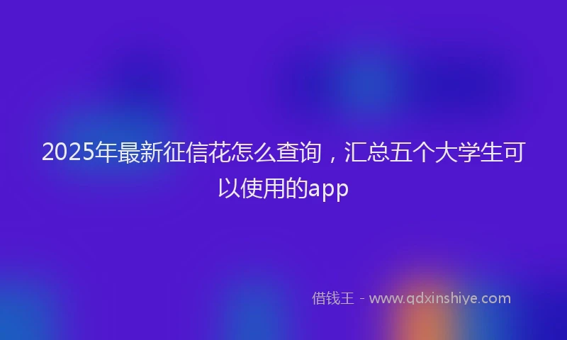 2025年最新征信花怎么查询，汇总五个大学生可以使用的app