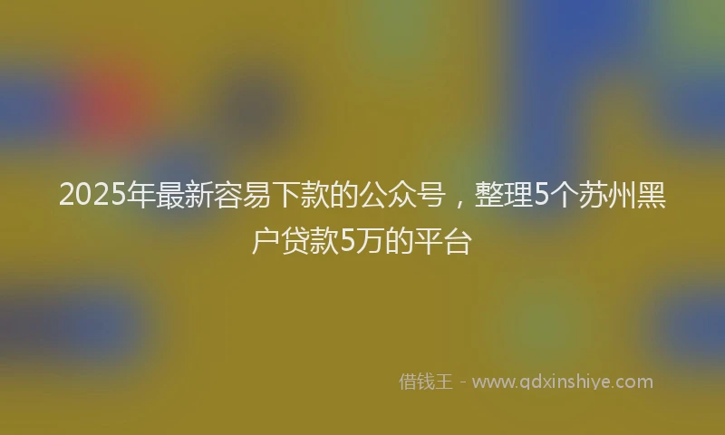 2025年最新容易下款的公众号，整理5个苏州黑户贷款5万的平台