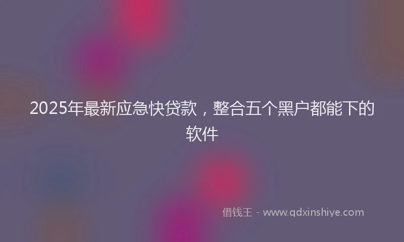 2025年最新应急快贷款，整合五个黑户都能下的软件
