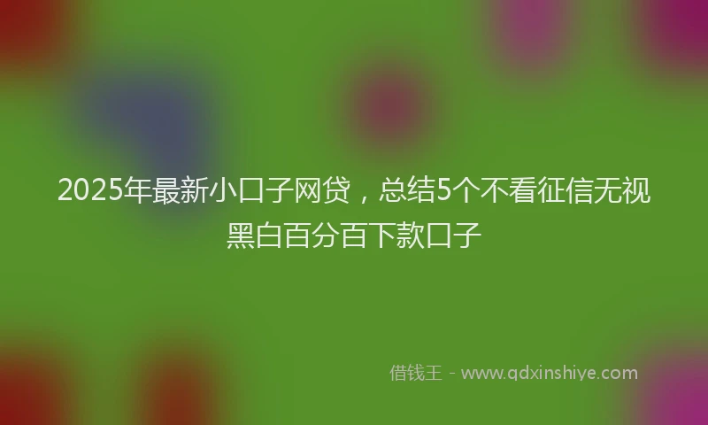 2025年最新小口子网贷，总结5个不看征信无视黑白百分百下款口子