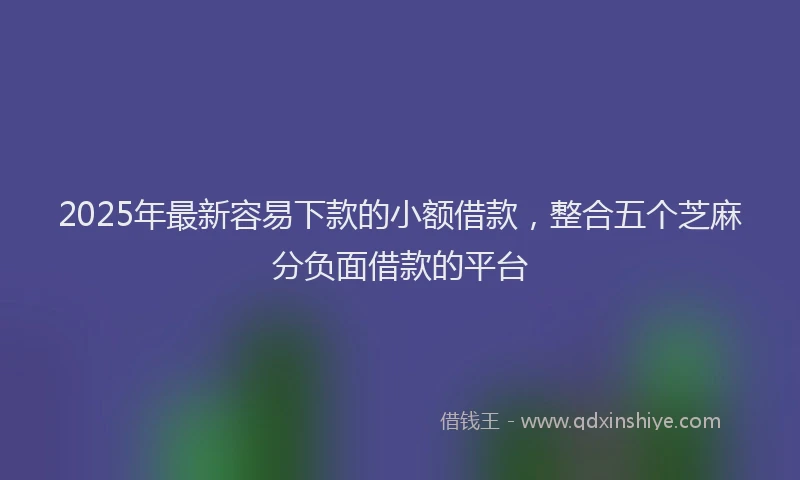 2025年最新容易下款的小额借款，整合五个芝麻分负面借款的平台