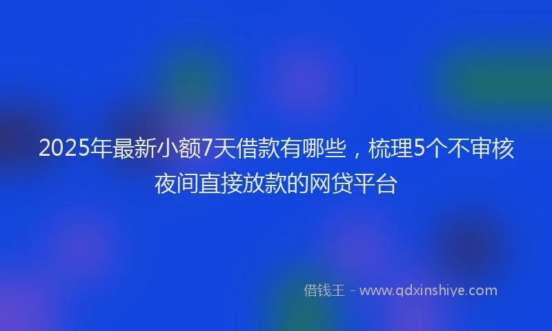 2025年最新小额7天借款有哪些，梳理5个不审核夜间直接放款的网贷平台