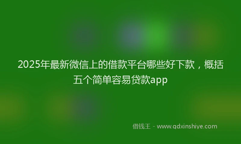 2025年最新微信上的借款平台哪些好下款，概括五个简单容易贷款app