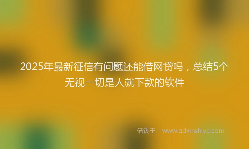 2025年最新征信有问题还能借网贷吗，总结5个无视一切是人就下款的软件