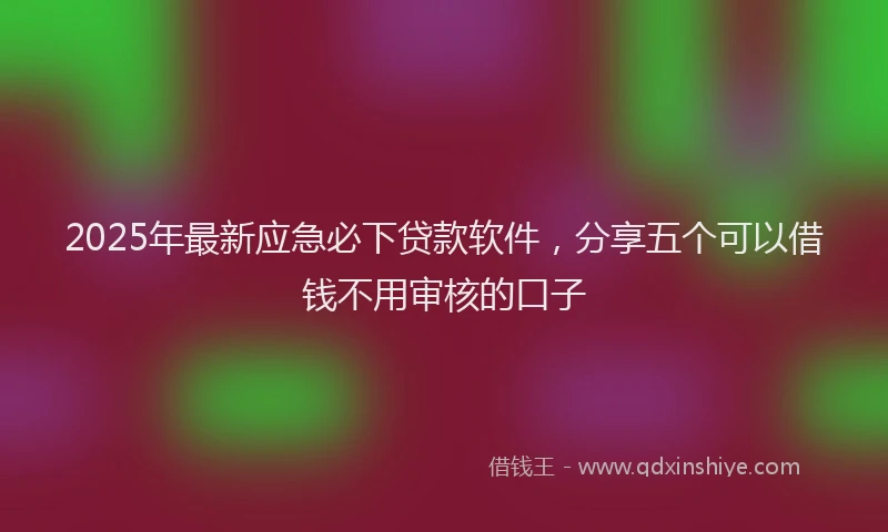 2025年最新应急必下贷款软件，分享五个可以借钱不用审核的口子