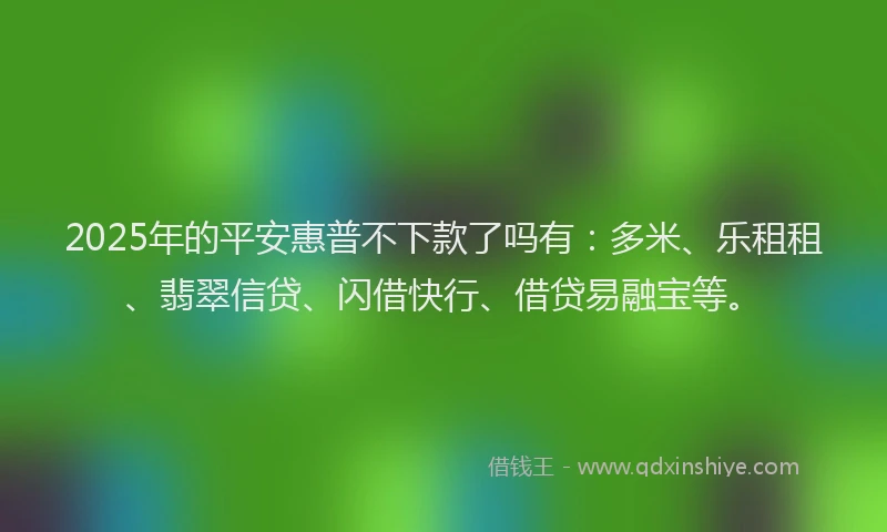 2025年的平安惠普不下款了吗有：多米、乐租租、翡翠信贷、闪借快行、借贷易融宝等。