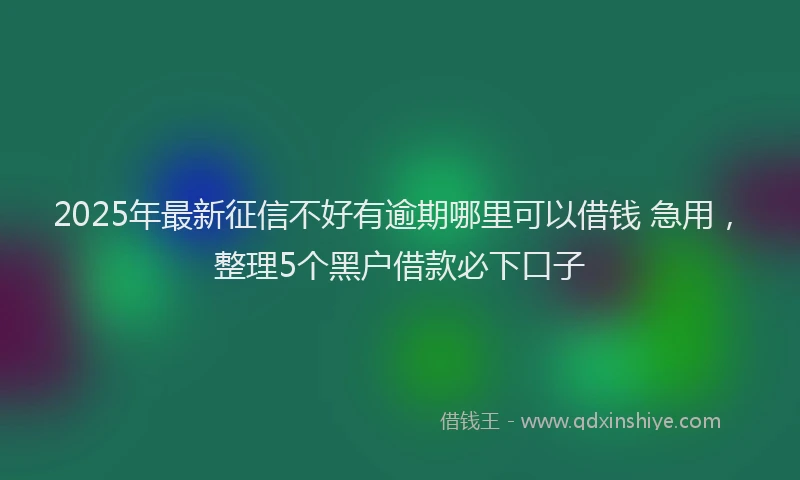 2025年最新征信不好有逾期哪里可以借钱 急用，整理5个黑户借款必下口子