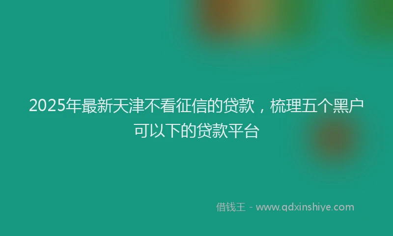 2025年最新天津不看征信的贷款，梳理五个黑户可以下的贷款平台