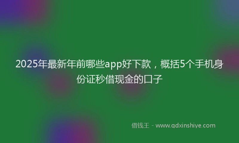 2025年最新年前哪些app好下款，概括5个手机身份证秒借现金的口子