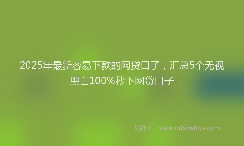 2025年最新容易下款的网贷口子，汇总5个无视黑白100%秒下网贷口子