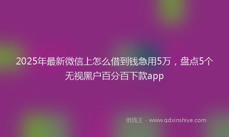 2025年最新微信上怎么借到钱急用5万，盘点5个无视黑户百分百下款app