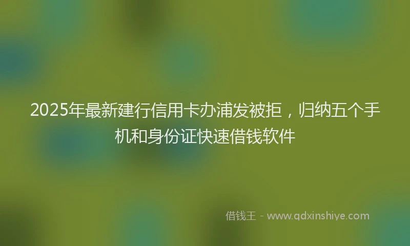2025年最新建行信用卡办浦发被拒，归纳五个手机和身份证快速借钱软件