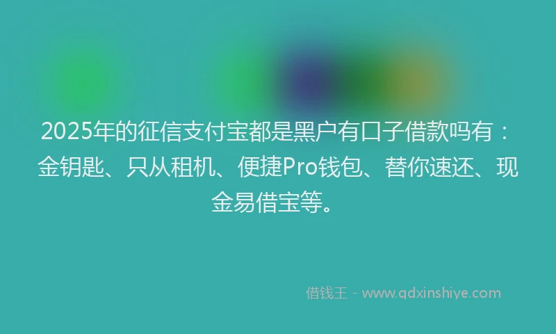 2025年的征信支付宝都是黑户有口子借款吗有：金钥匙、只从租机、便捷Pro钱包、替你速还、现金易借宝等。