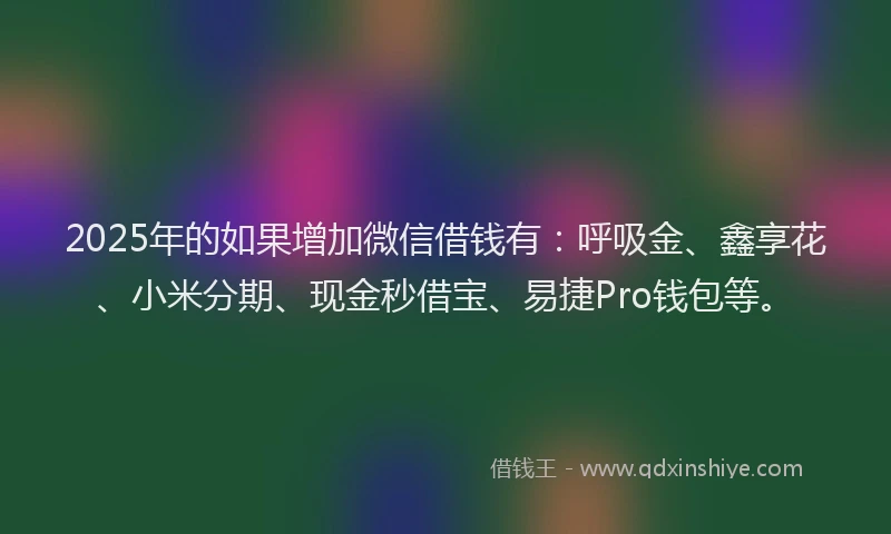 2025年的如果增加微信借钱有：呼吸金、鑫享花、小米分期、现金秒借宝、易捷Pro钱包等。