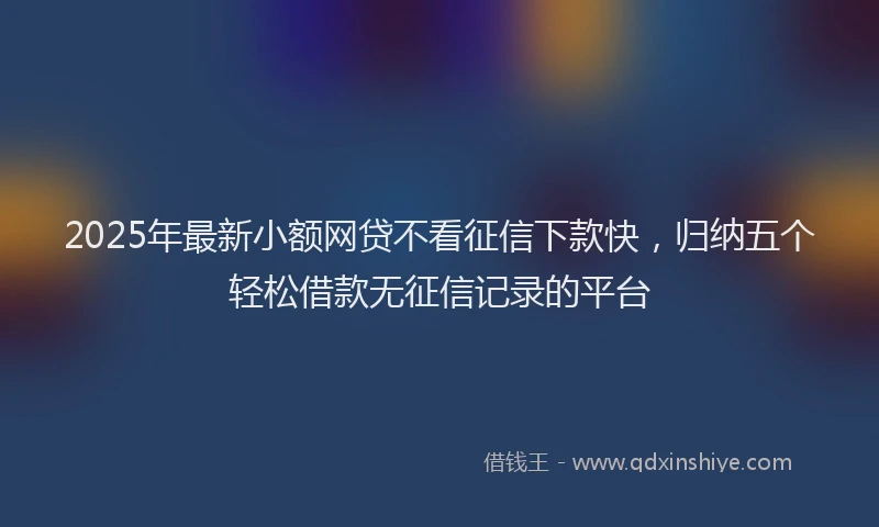 2025年最新小额网贷不看征信下款快，归纳五个轻松借款无征信记录的平台