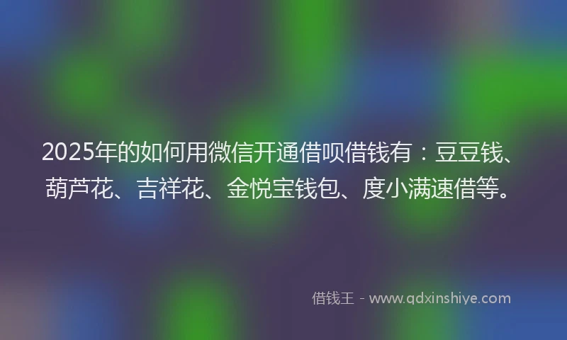 2025年的如何用微信开通借呗借钱有：豆豆钱、葫芦花、吉祥花、金悦宝钱包、度小满速借等。