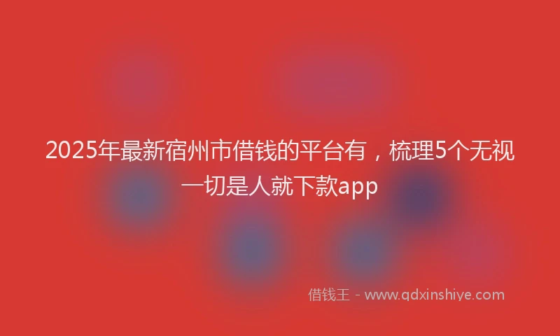 2025年最新宿州市借钱的平台有，梳理5个无视一切是人就下款app