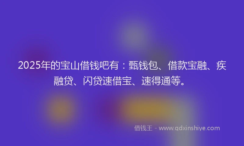 2025年的宝山借钱吧有：甄钱包、借款宝融、疾融贷、闪贷速借宝、速得通等。