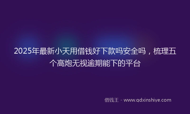 2025年最新小天用借钱好下款吗安全吗，梳理五个高炮无视逾期能下的平台
