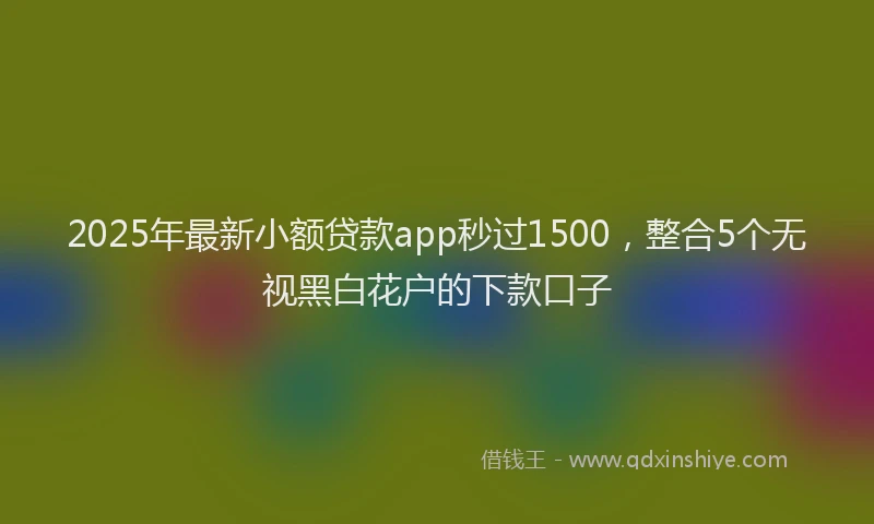 2025年最新小额贷款app秒过1500，整合5个无视黑白花户的下款口子