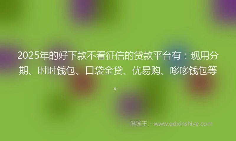 2025年的好下款不看征信的贷款平台有：现用分期、时时钱包、口袋金贷、优易购、哆哆钱包等。