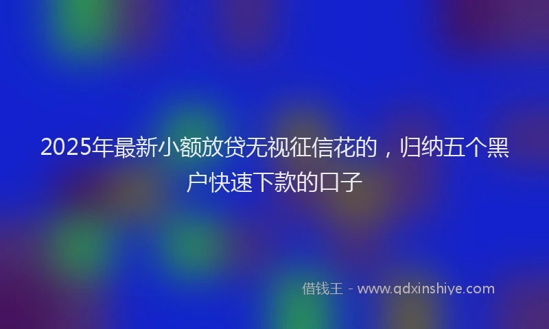 2025年最新小额放贷无视征信花的，归纳五个黑户快速下款的口子