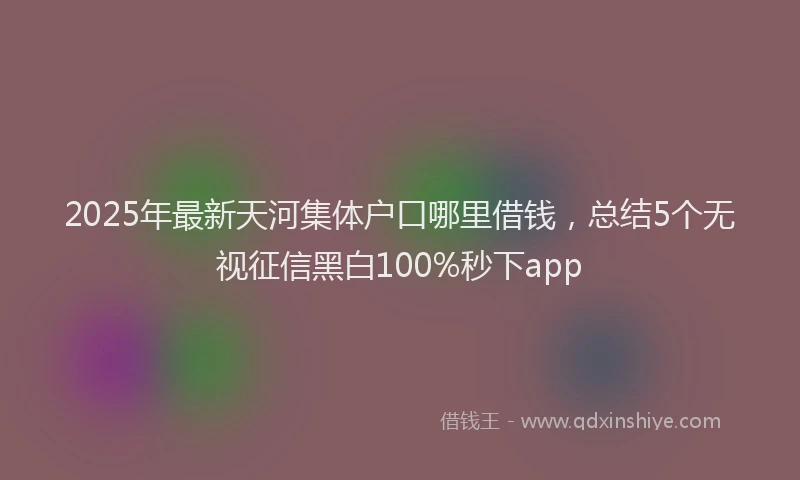 2025年最新天河集体户口哪里借钱，总结5个无视征信黑白100%秒下app