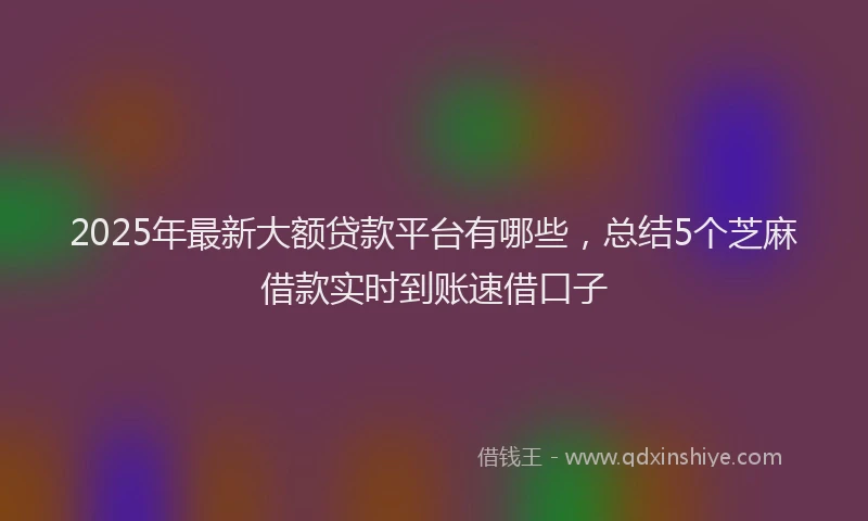 2025年最新大额贷款平台有哪些，总结5个芝麻借款实时到账速借口子