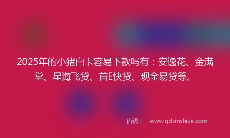 2025年的小猪白卡容易下款吗有：安逸花、金满堂、星海飞贷、首E快贷、现金易贷等。