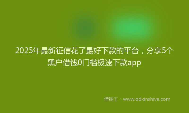 2025年最新征信花了最好下款的平台，分享5个黑户借钱0门槛极速下款app