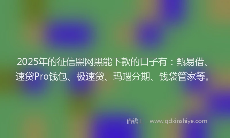 2025年的征信黑网黑能下款的口子有：甄易借、速贷Pro钱包、极速贷、玛瑙分期、钱袋管家等。