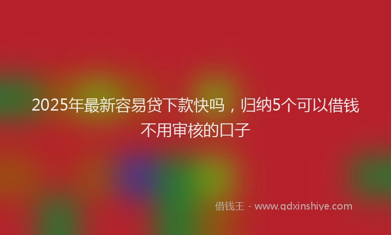 2025年最新容易贷下款快吗，归纳5个可以借钱不用审核的口子