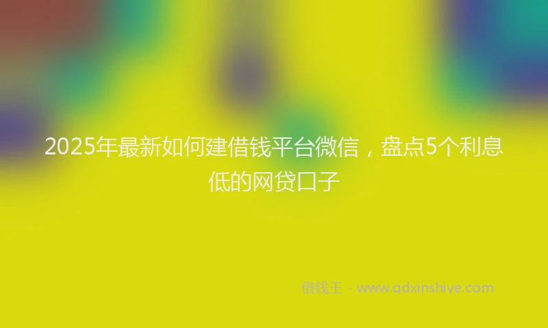 2025年最新如何建借钱平台微信，盘点5个利息低的网贷口子