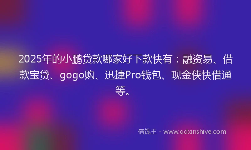 2025年的小鹏贷款哪家好下款快有：融资易、借款宝贷、gogo购、迅捷Pro钱包、现金侠快借通等。