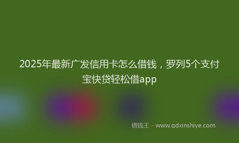 2025年最新广发信用卡怎么借钱，罗列5个支付宝快贷轻松借app