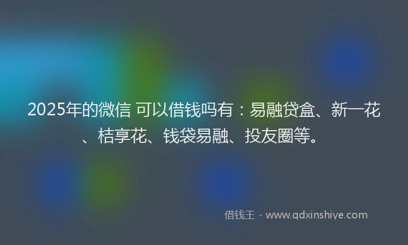 2025年的微信 可以借钱吗有：易融贷盒、新一花、桔享花、钱袋易融、投友圈等。