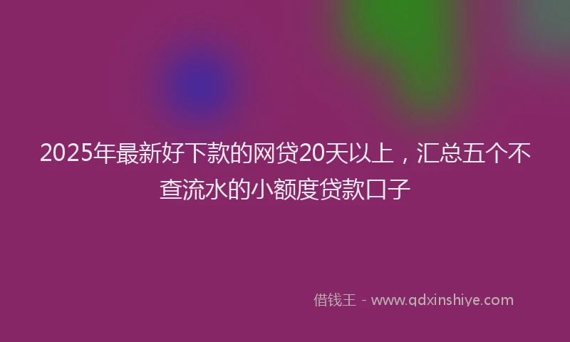 2025年最新好下款的网贷20天以上，汇总五个不查流水的小额度贷款口子