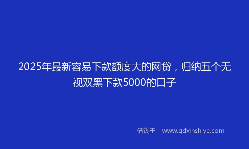 2025年最新容易下款额度大的网贷，归纳五个无视双黑下款5000的口子
