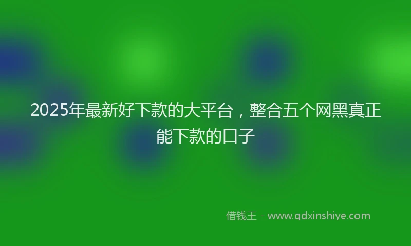 2025年最新好下款的大平台，整合五个网黑真正能下款的口子