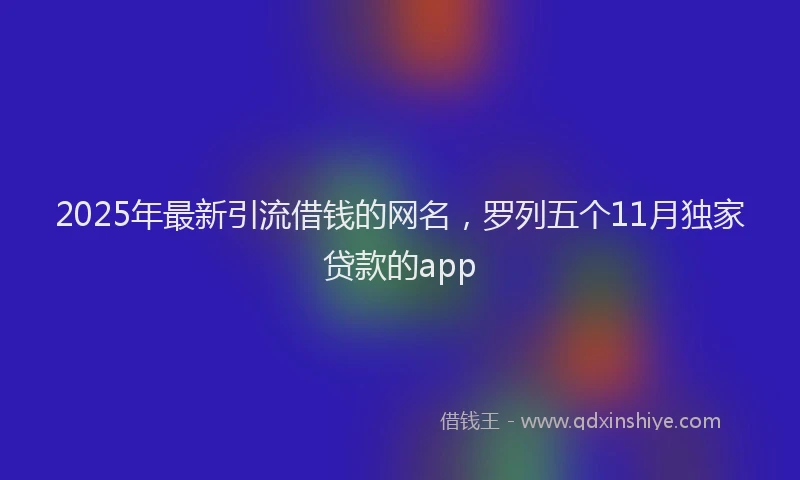 2025年最新引流借钱的网名，罗列五个11月独家贷款的app