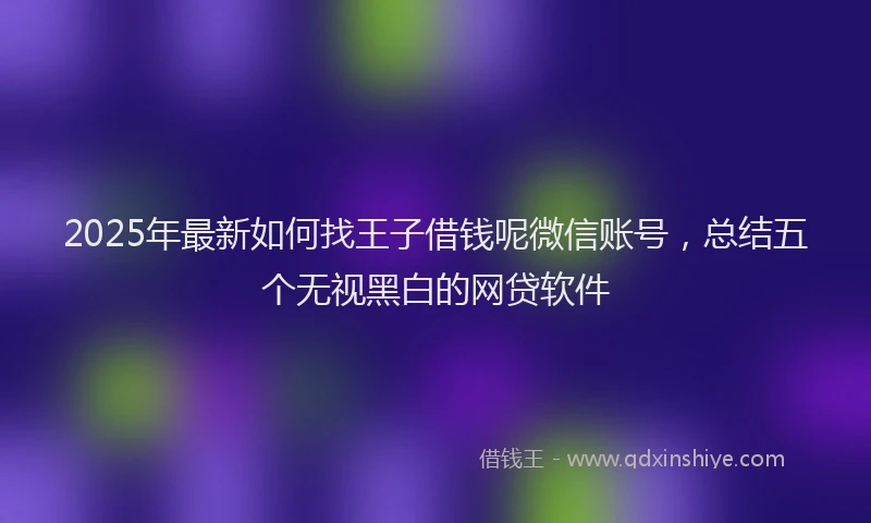 2025年最新如何找王子借钱呢微信账号，总结五个无视黑白的网贷软件