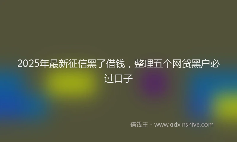 2025年最新征信黑了借钱，整理五个网贷黑户必过口子