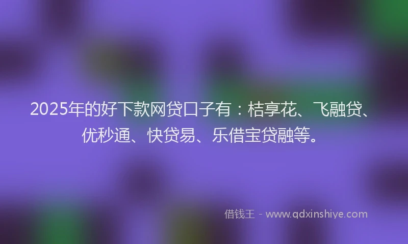 2025年的好下款网贷口子有：桔享花、飞融贷、优秒通、快贷易、乐借宝贷融等。