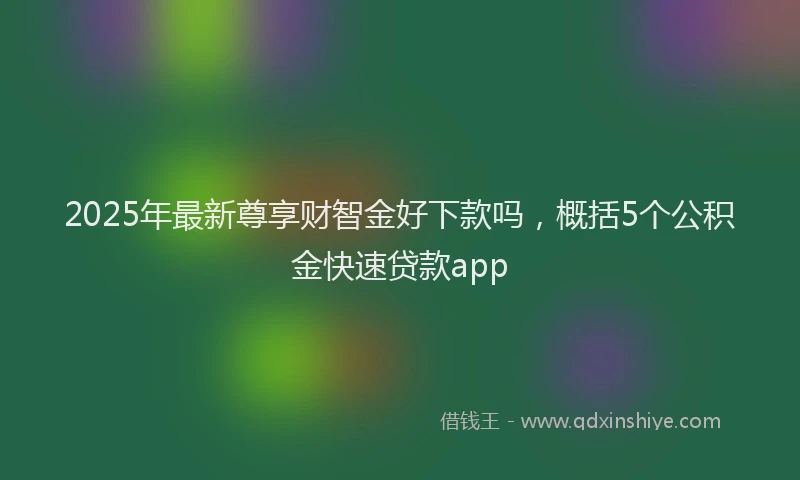 2025年最新尊享财智金好下款吗，概括5个公积金快速贷款app