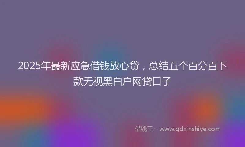 2025年最新应急借钱放心贷，总结五个百分百下款无视黑白户网贷口子
