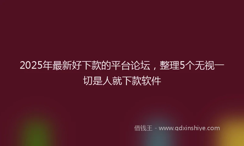 2025年最新好下款的平台论坛，整理5个无视一切是人就下款软件