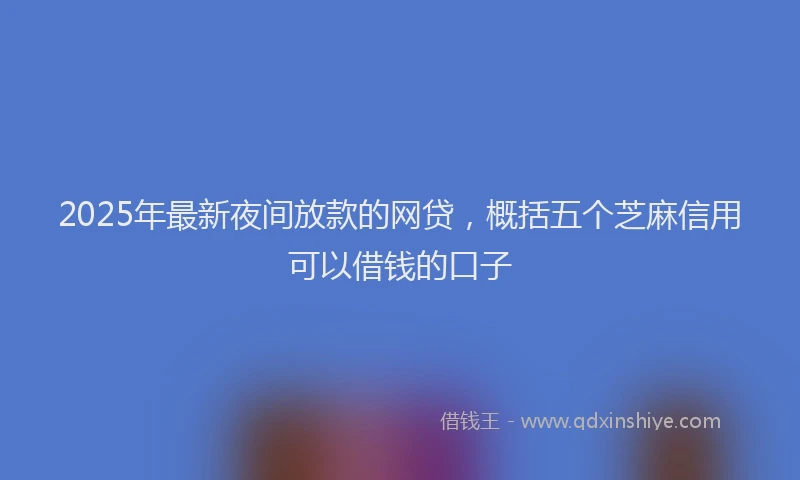 2025年最新夜间放款的网贷，概括五个芝麻信用可以借钱的口子